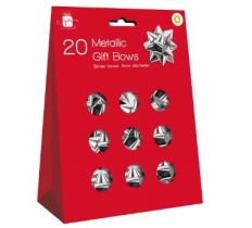 Metallic Silver Bows ( 20 Pack )