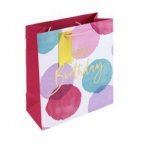 Pink W Colour Happy Birthday Medium Gift Bag