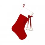 DELUXE PLUSH RED VELOUR 54CM STOCKING WITH POM POM TIES