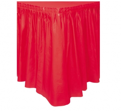 Red Solid Plastic Table Skirt 29"X14Ft