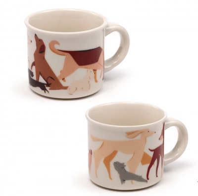 Barks Dog Set of 2 Porcelain Espresso Cups