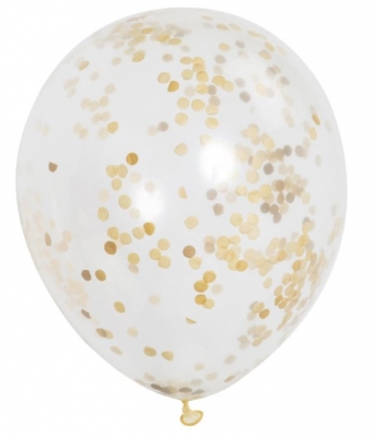 12" Balloons with Gold Confetti Pack of 6