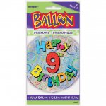 Age 9 Birthday Prism Round Foil Balloon 18"