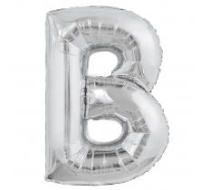 Silver Letter B Shaped Foil Balloon 34" Pack aged