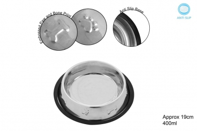 Embossed SS Anti Skid Pet Bowl