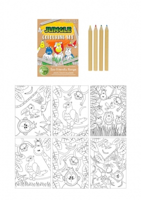 Eco-Friendly' Mini Jungle Animal Colouring Set (14cm x 10cm)