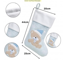 Deluxe Plush Plain Silver Stocking 40cm X 25cm