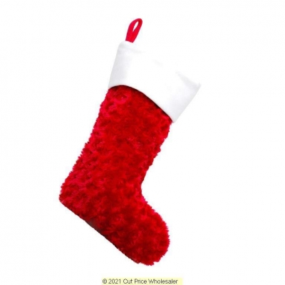 Deluxe Plush Red Rose Fluffy Stocking 40cm X 25cm