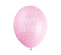 5 12" Pink Happy Birthday Balloon