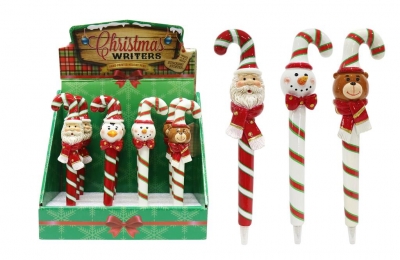 Christmas Candy Cane Pen 16cm ( Assorted Designs )