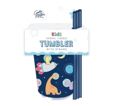 Space Dinosaur Tumbler with Straw 3pk