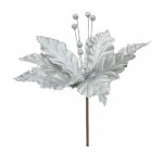 Poinsettia Velvet Glitter 22Cm Silver