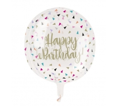 15" Colorful Birthday Printed Clear Sphere Helium Balloon