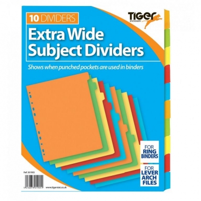 Tiger Index Extra Wide 10 Part Card Dividers