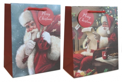 Gift Bag Christmas Trad Santas Medium ( 18 x 23 x 10cm )