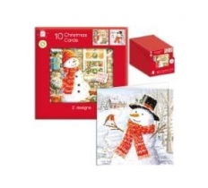 Christmas Cards Mini Square Snowman 10pack