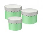 Hat Box Green With Silver Scalloped Set Of 3