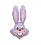 35" Lilac Bunny Rabbit Head Foil Balloon Packaged