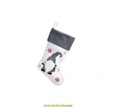 Deluxe Plush White Grey Nordic Santa Stocking 40cm X 25cm