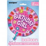 BIRTHDAY GIRL ROUND FOIL BALLOON 18"