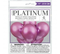 11" Pink Platinum Latex Balloons Pack Of 6