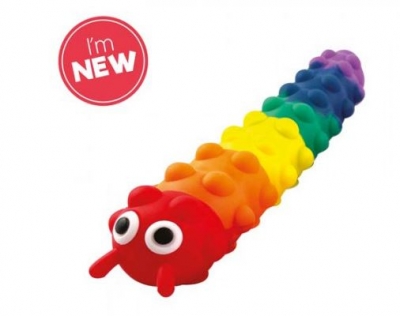 Light Up Suction Push Popper Rainbow Caterpillar
