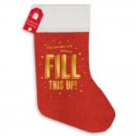 Red Hessian Stocking With Gold Print