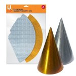 Holographic Party Hats Gold & Silver, 8 Pack