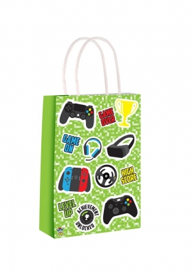 Gamer Paper Party Bag With Handles 14cm X 21 cm X 7cm