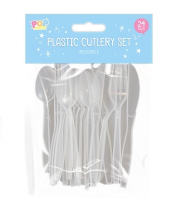 Reusable Plastic Cutlery Set 24 Pack