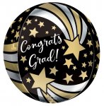 Congrats Grad Shooting Stars Orbz 15" Foil Balloons