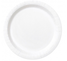 White Solid Round 7" Dessert Plates 8pc