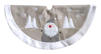 Deluxe Plush Silver Santa Christmas Tree Skirt