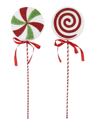 Candy Cane Lollipop Pick 45Cm Glitter