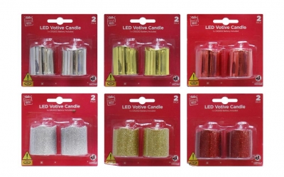 LED Votive Candle Glitter/Shiny 2 Pack ( Assorted )