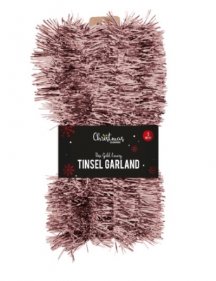 Rose Gold Tinsel Garland 5m