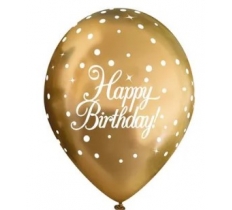 11" Latex Balloons Sparkling Fizz Gold Happy Birthday