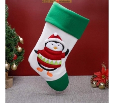 Deluxe Plush White Green Top Penguin Stocking 40cm X 25cm