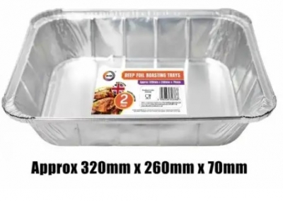 2pc Deep Foil Roasting Trays (Approx 320mm x 260mm x 70mm)