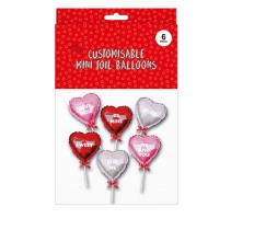 Valentines Day Customisable Mini Foil Balloons 6 Pack