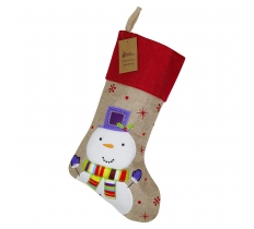 Deluxe Hessian Snowman Christmas Stocking 40cm X 25cm