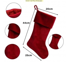 Deluxe Plush Red Plain Velvet Stocking 40cm X 25cm