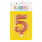 Metallic Rose Gold Number 5 Birthday Candle