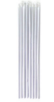 Silver Skinny Candles 16cm 12 Pack