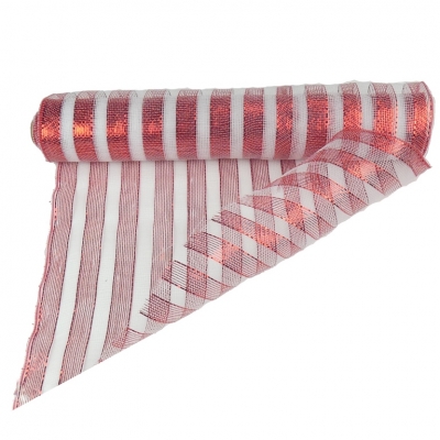 50CMX10M DECO MESH RED/WHITE