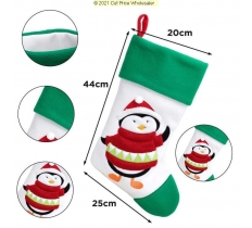 Deluxe Plush White Green Top Penguin Stocking 40cm X 25cm