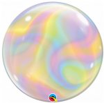 Qualatex 22" Single Bubble Iridescent Swirls Balloon