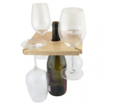 Wooden Wine Bottle & Cup Holder