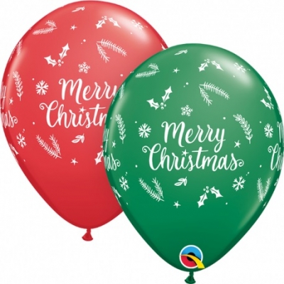 Qualatex 11" Red & Green Christmas Latex Balloons