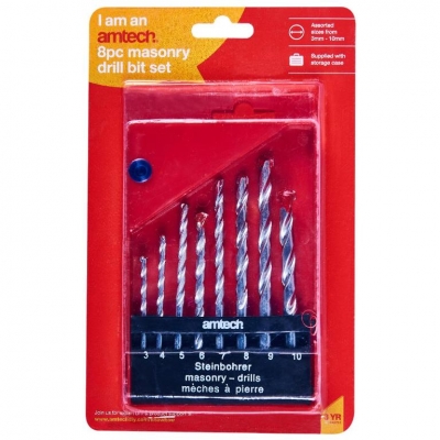 Amtech 8 Pack Masonry Drill Bit Set